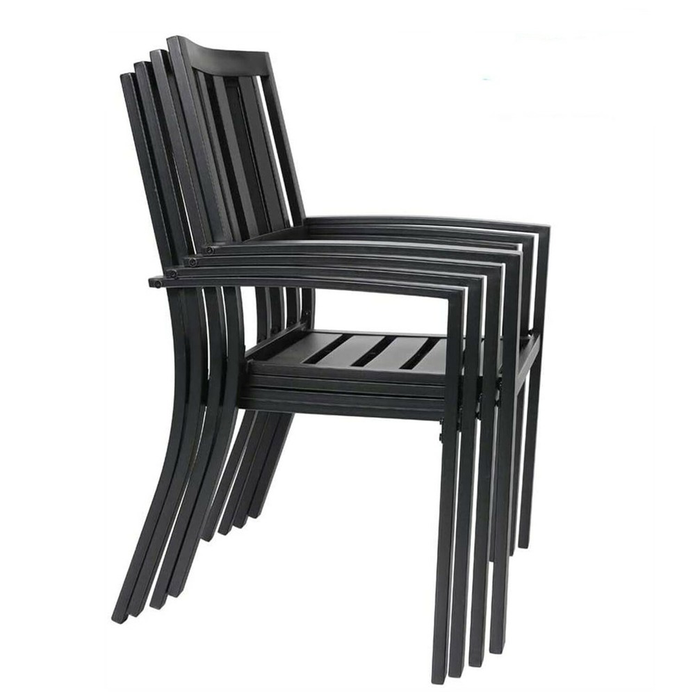 7 Piece Outdoor Furniture Sets Patio Chairs Stackable Rectangle Dining Table