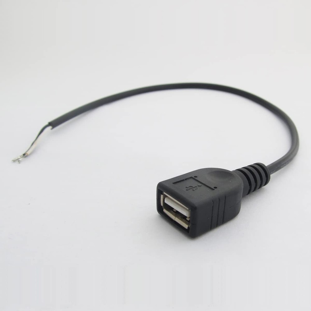 ELNONE Short Charging USB 2 Wire Pigtail Cable (4 Pack 12 Inch) 30cm Black