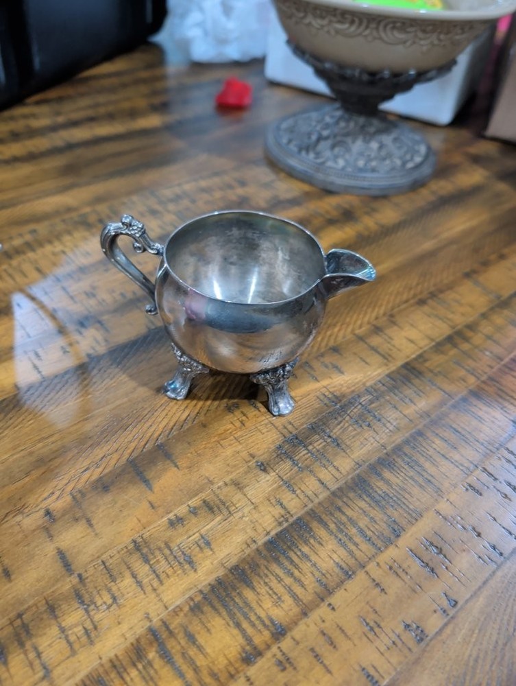 Vintage Silver-Plated Creamer with Ornate Handle