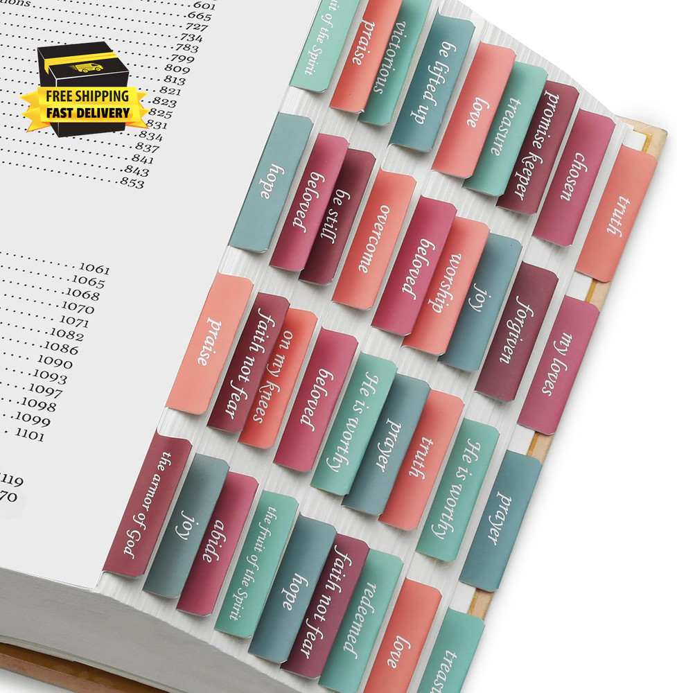 - Topical Laminated Bible Tabs, 75 Pcs, Spring Theme, Easy-To-Read & Apply, Tear