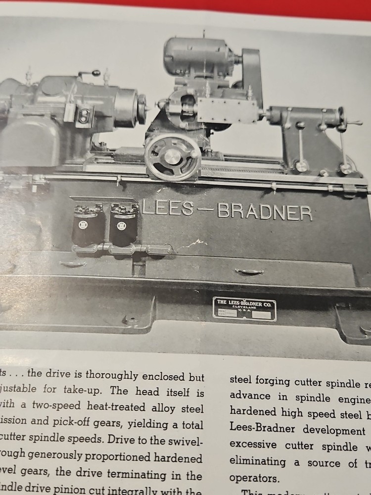 LEES BRADNER MODEL HT HEAVY TYPE THREAD MILLER MACHINE CATALOG