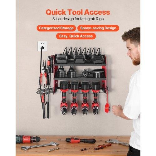 Power Tool Organizer with Charging Station 3Layer Drill Storage Rack