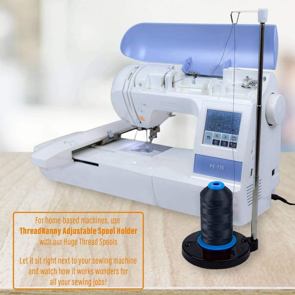 Huge Machine Embroidery Thread Black 3 Pack - Large Polyester Cones 5500 Yards