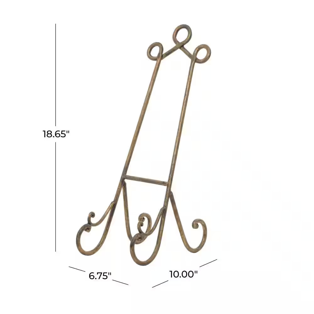 19 In. Gold Metal Scroll Tabletop Display Easel