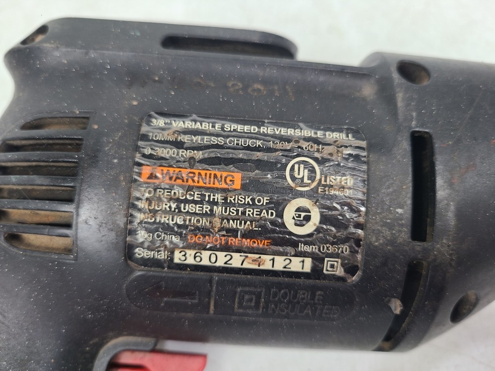 DRILL MASTER 3/8" VARIABLE SPEED REVERSIBLE DRILL 03670 (TESTED)