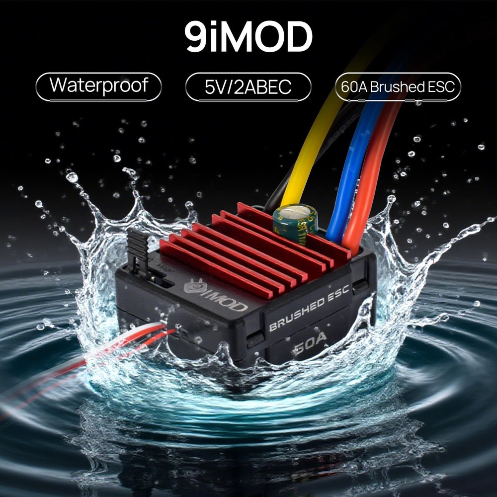 2026 New 60A Brushed 2-3S Waterproof ESC Electronic Speed Controller WP 1060