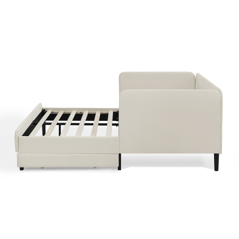 Full Size Upholstered Platform Bed Frame with 2 Storage Drawers, Adjustable Vel