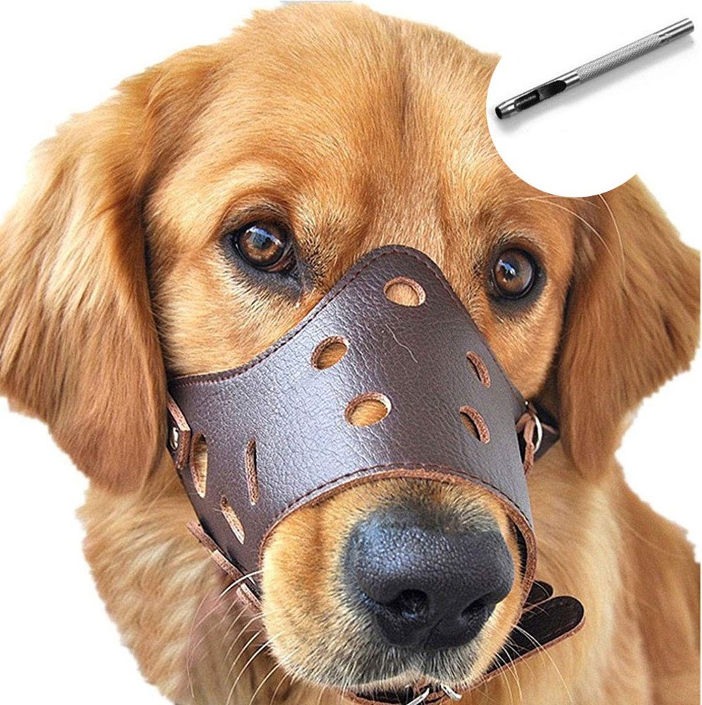Leather Dog Muzzle for Large Breeds - Soft, Secure, Anti-Barking Design