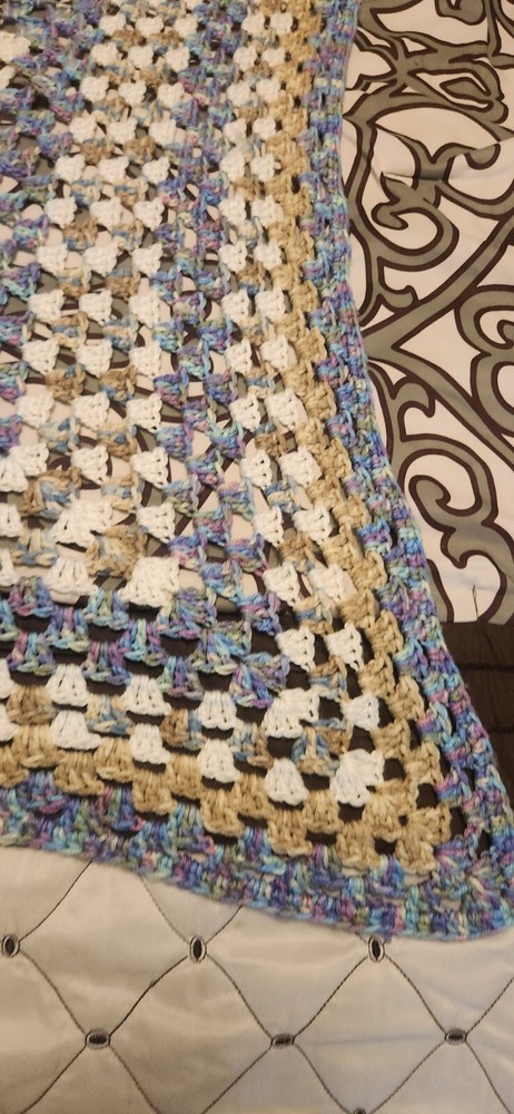 Vintage Small Crochet Afghan Blanket Throw Handmade