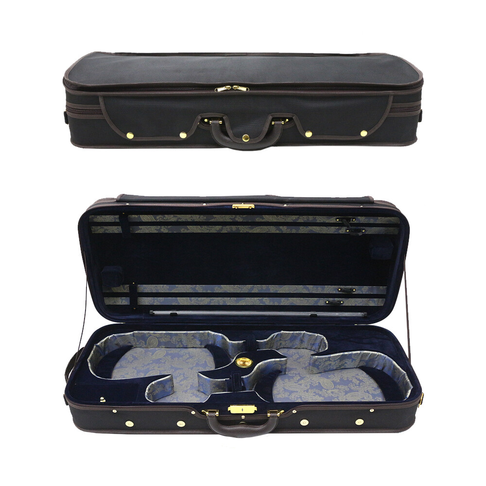 Double Violin Case Black Oxford Cloth Fits 2 Violins Adjustable Strong Handle