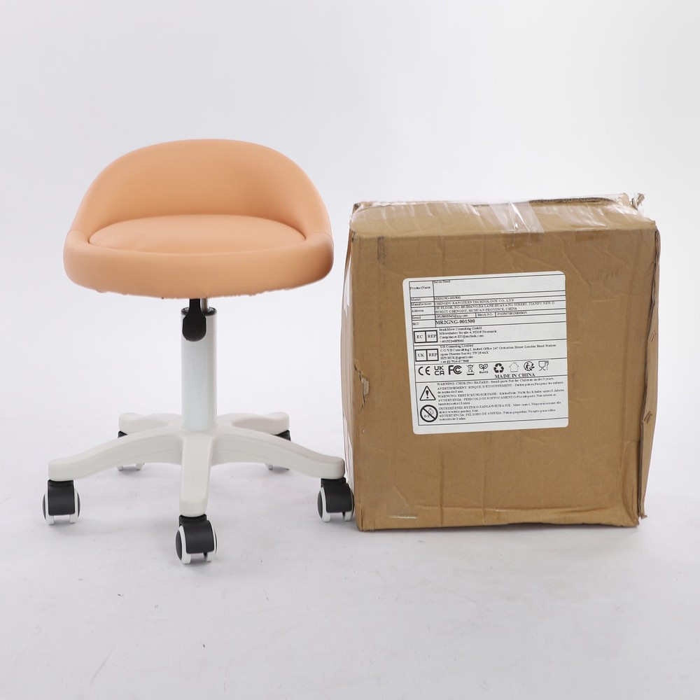 Adjustable Beauty Salon Chair Rolling Stool Rolling Stool w/ Low Backrest Orange