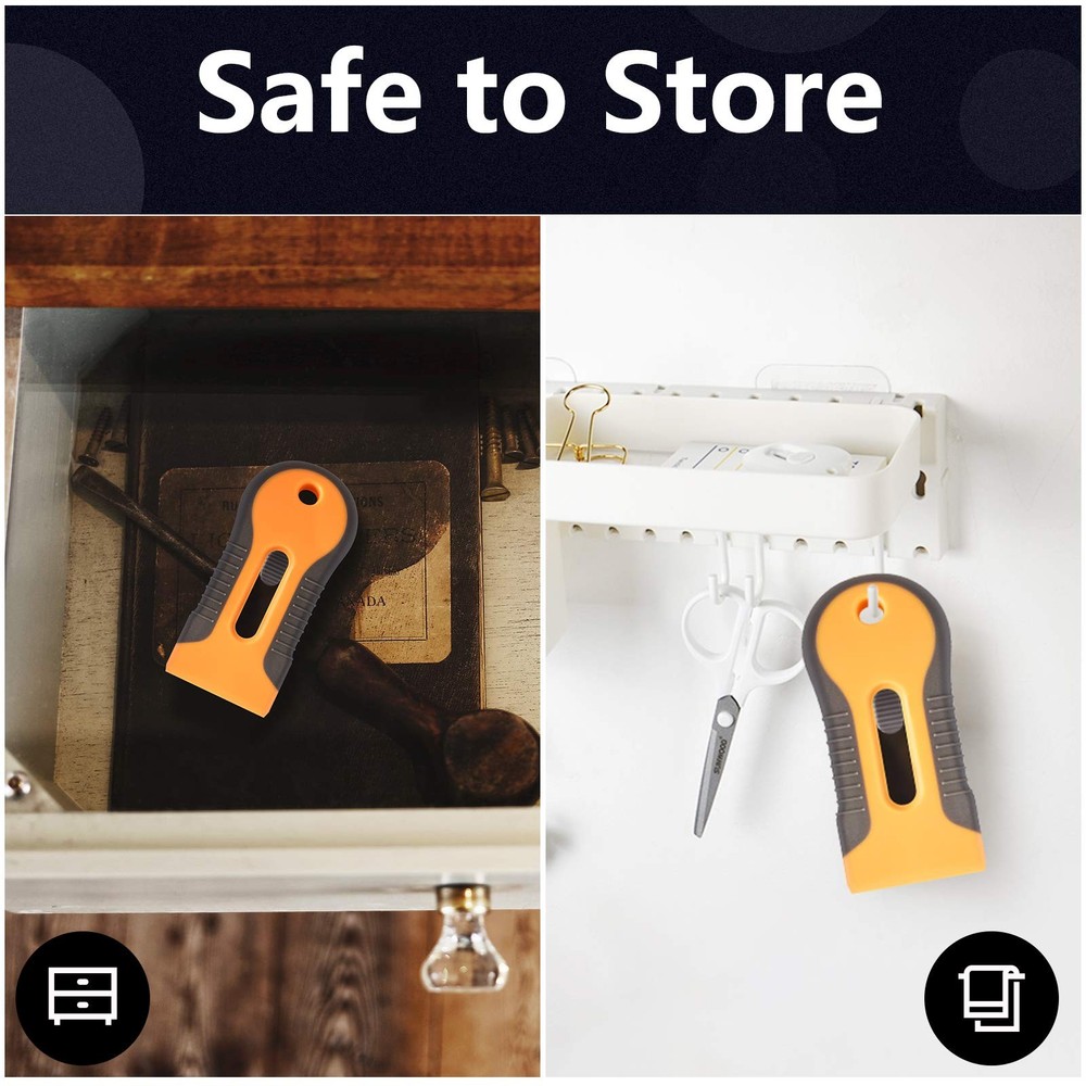 Razor Blade Scraper, 2 Pcs Plastic Retractable 42 Piece Set, Orange