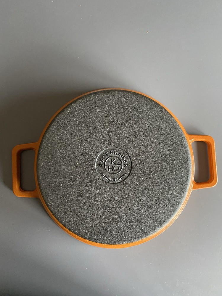 Kitchen HQ 4.5-Quart Cast Iron Nonstick Braiser Orange.