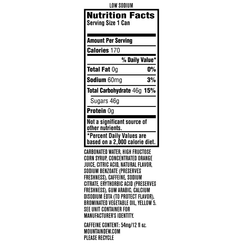 Mountain Dew Citrus Soda Pop, 12 fl oz, 18 Pack Cans