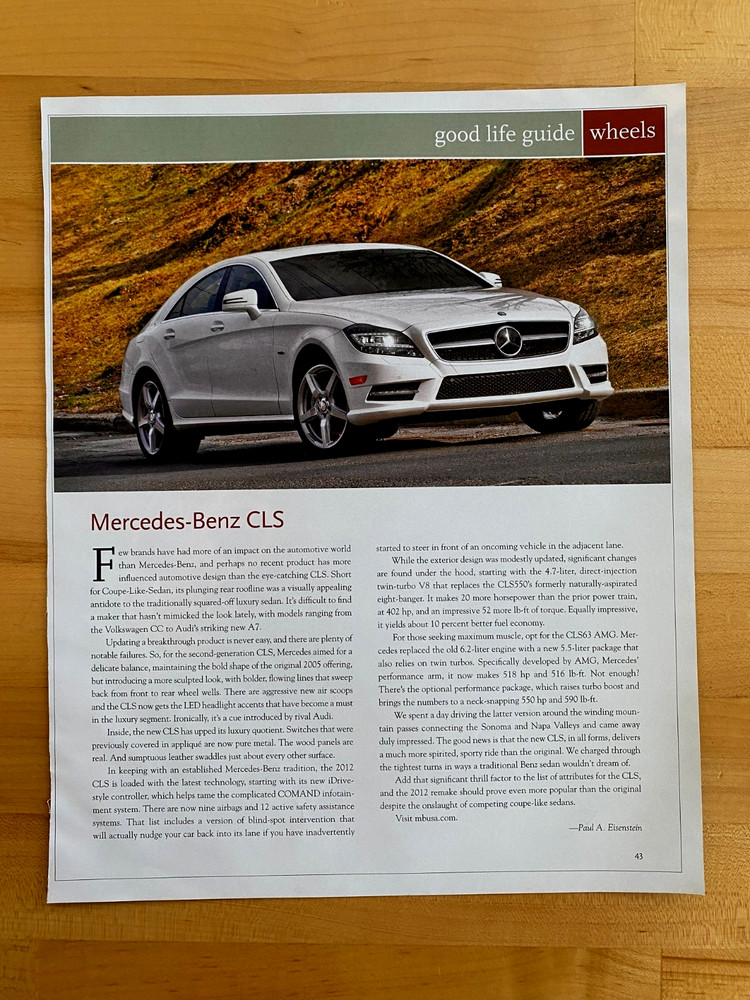 2011 Print Ad Mercedes-Benz CLS Article