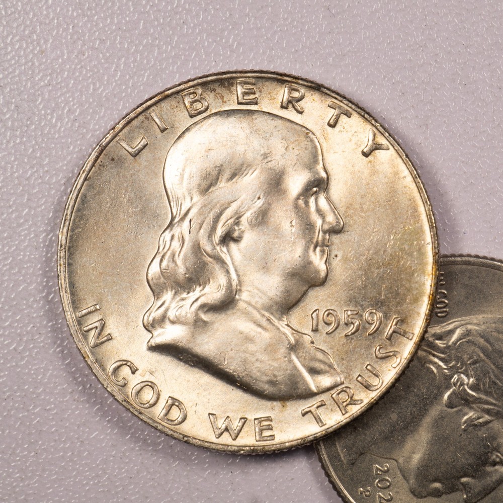 1959-D Franklin Half Dollar - Toned - AU!