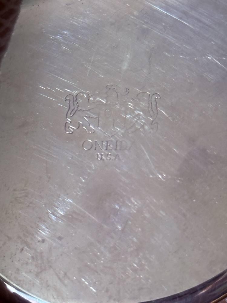 Oneida Silverplate Baby Cup, Spoon-Handle Design, Monogram RBS + Gift Spoon