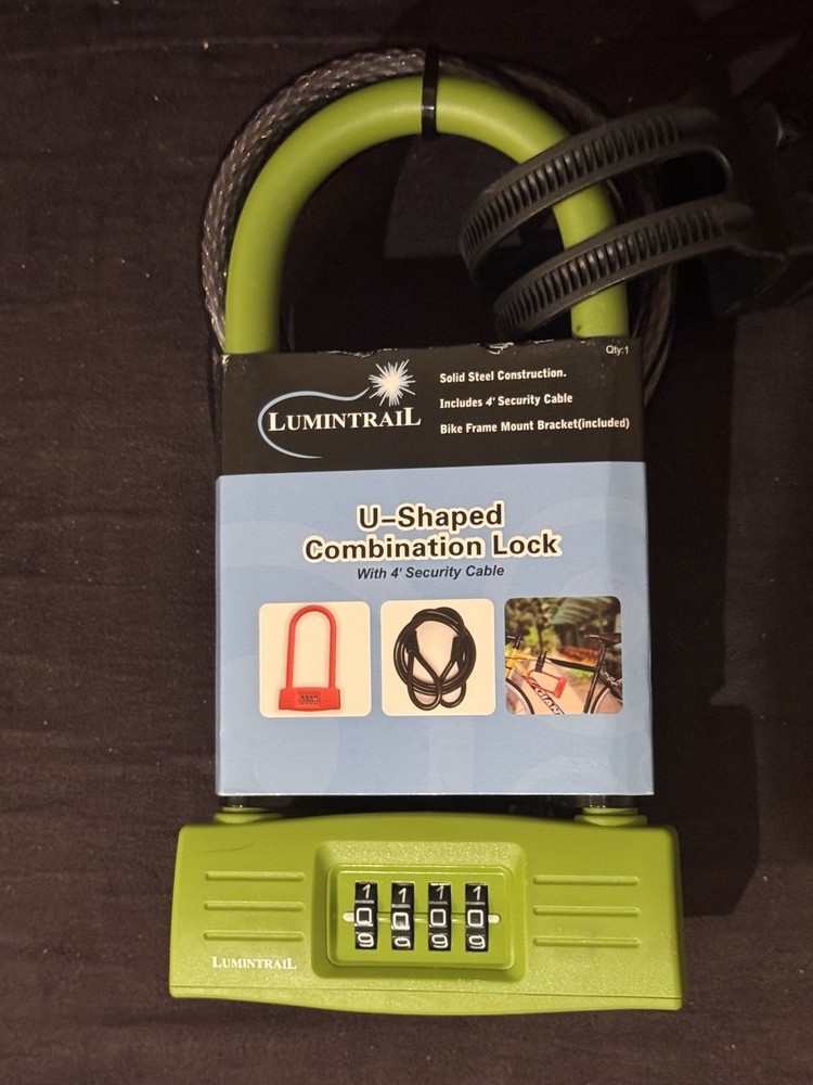 Lumintrail U-Shaped Combination Lock with 4' Security Cable
