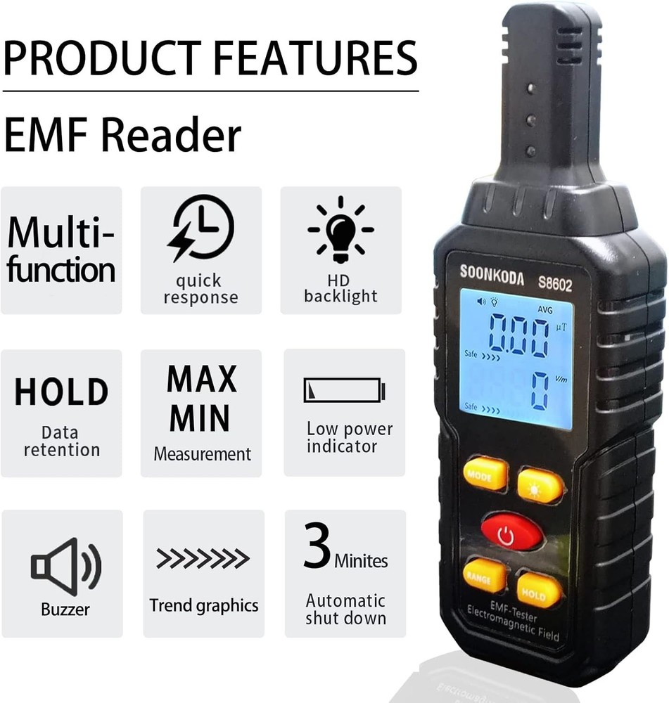 3 in 1 EMF Meter,EMF Reader,Electromagnetic Field Radiation Detector,EMF Test...