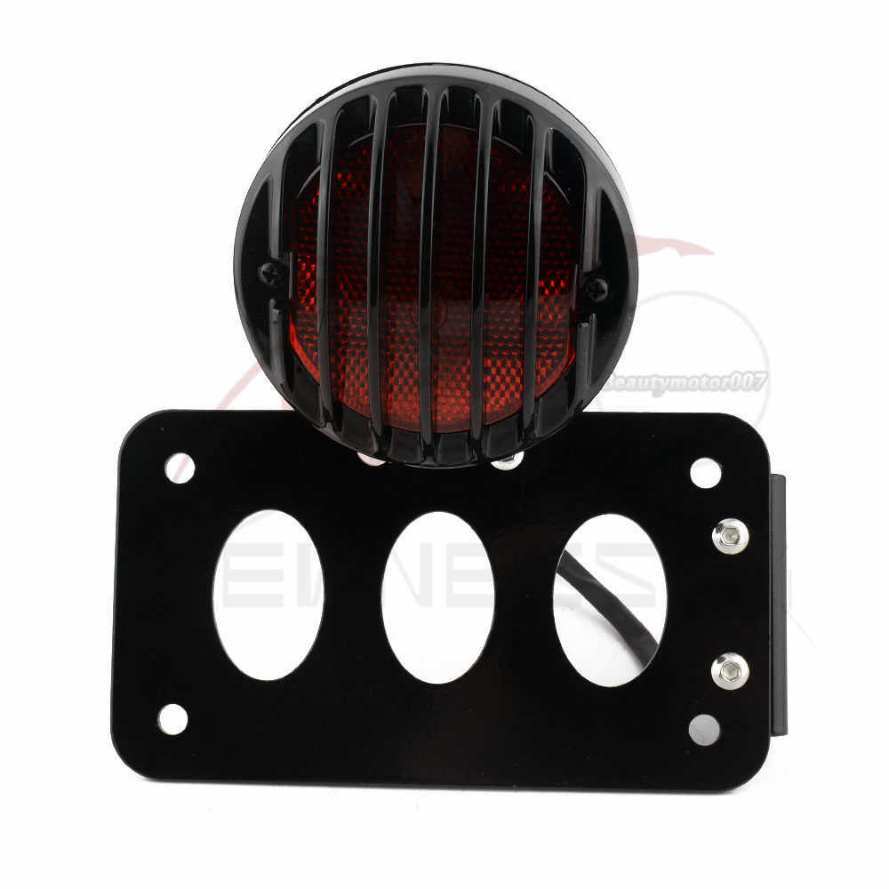 Black Side Mount Tag License Plate Holder Bracket Tail Light For Harley Softail