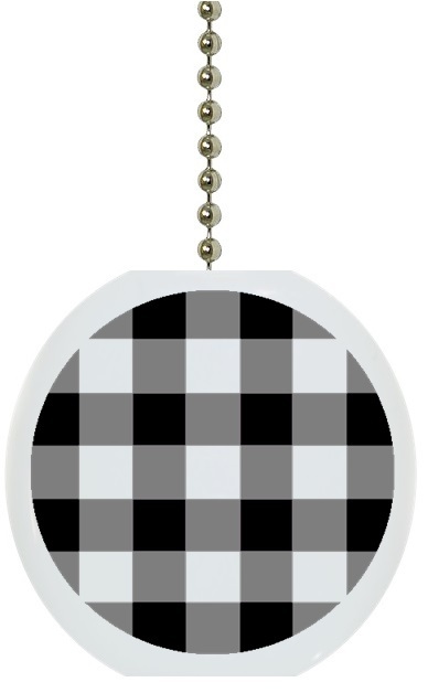 Black Gingham Solid CERAMIC Ceiling Fan Light Lamp Pull