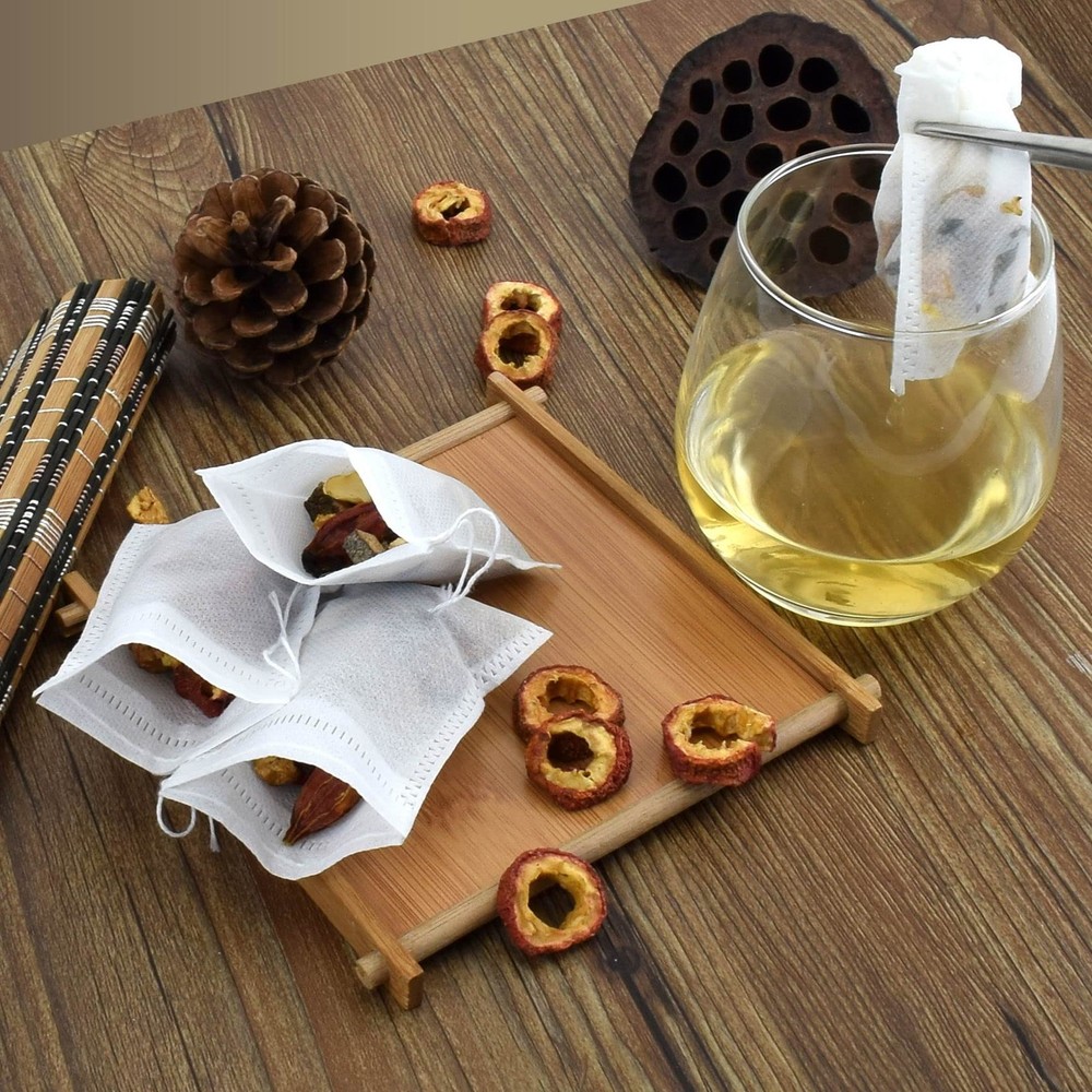 100 Pack Drawstring Bags, Disposable Small Mesh Bags for Cooking, Soaking Med...