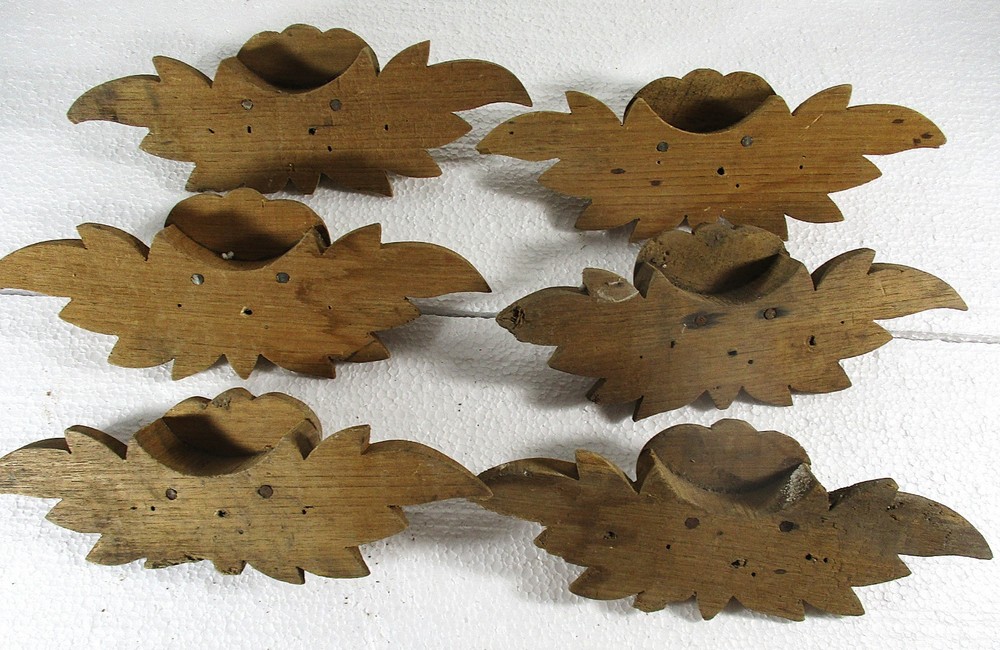 EXCELLENT 19TH C GROUP 6 HAND CARVED WOOD RUSTIC STYLE DRAWER PULLS, GOOD SHAPE