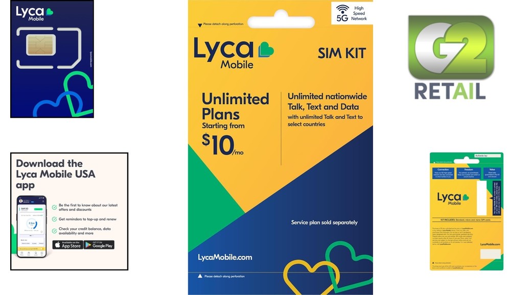 Lyca Mobile 5G/4G Prepaid SIM Kit - Unlimited Talk, Text & Data from $10/mo