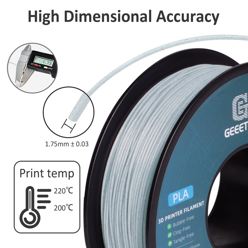 10PCS 1KG/Roll Marble PLA Grey GEEETECH 3D Printer Filament Like Marble Texture