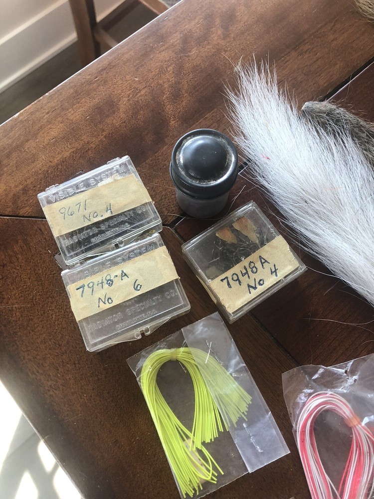 Large Lot vintage fly tying tools Feathers Fur Tools