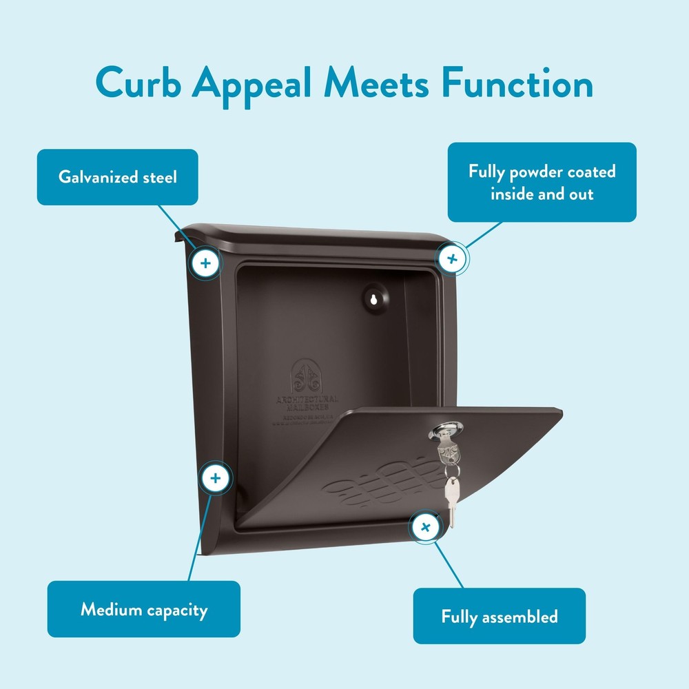 Architectural Mailboxes Bordeaux™ Locking, Wall-Mounted Mailbox for Outsid