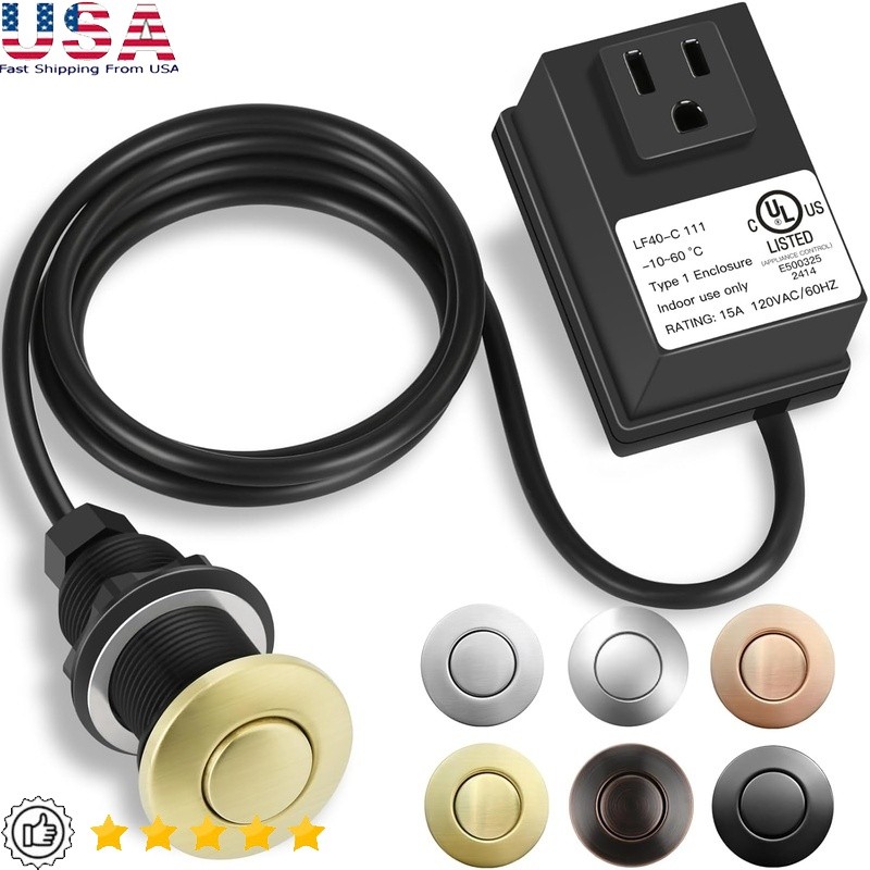 Garbage Disposal Air Switch Kit UL Approved Easy Install Waterproof Durable New