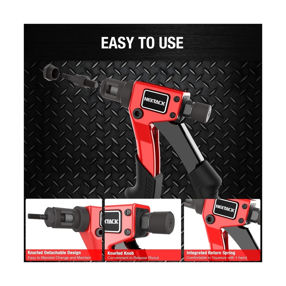 NEXTACK Rivet Nut Tool Kit with a Step Drill Bit & 80 Nutserts for Tight Spac...