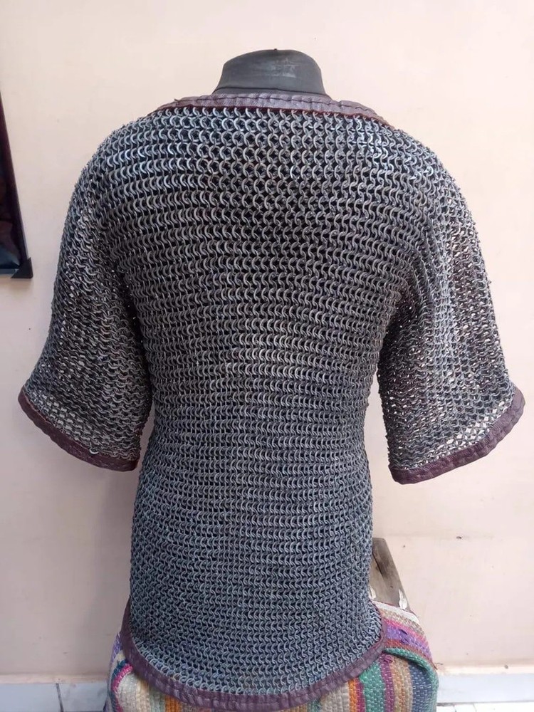 10 mm Aluminium Front open Flat Ring Riveted Grey Finish Chainmail Shirt (S)