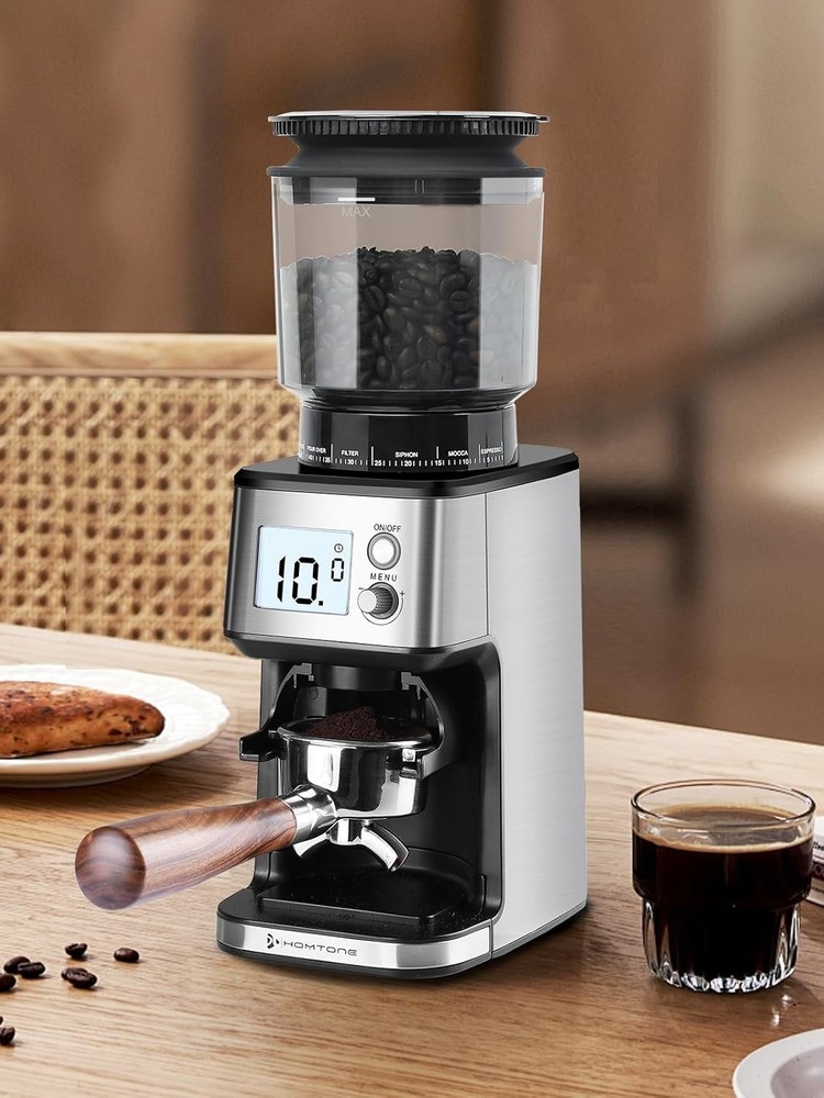 Quiet Conical Burr Espresso Grinder - Hands-Free Automatic Grinding & Easy Clean