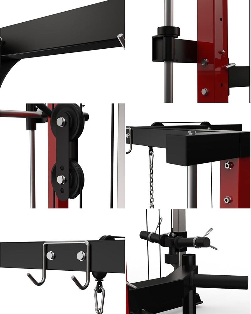 Smith Machine 1000LBS Multi-Functional Home Squat Rack W LAT-Pull Down System