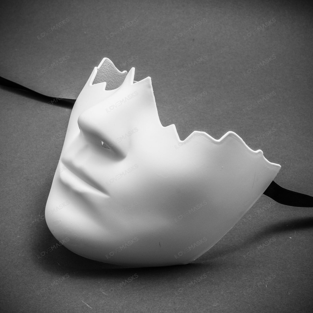 Unpainted Lower Half Face Costume Masks Masquerade - White