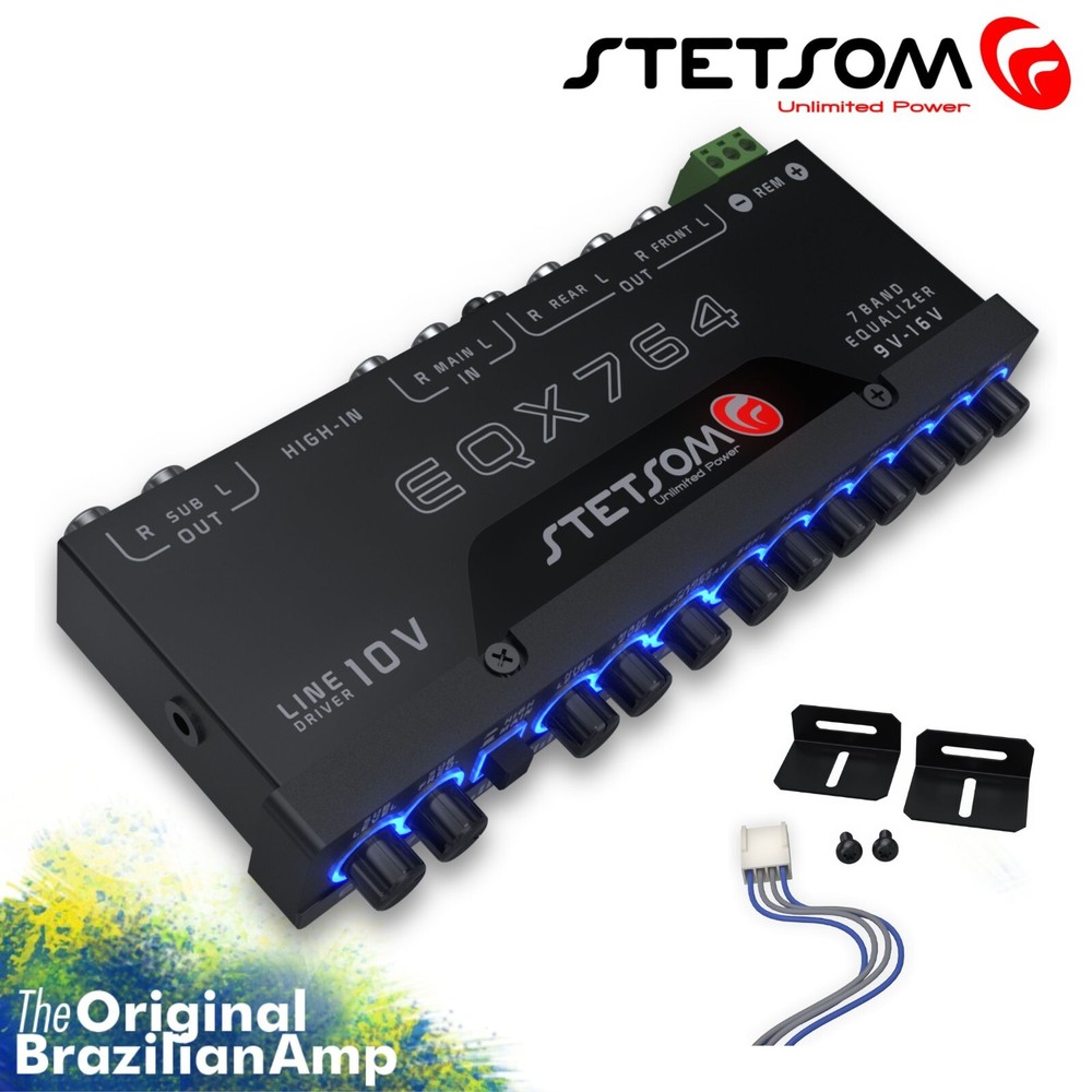 Stetsom EQX 764 - 7 Band Equalizer, 4 Input & 6 Output Channels, Blue Led