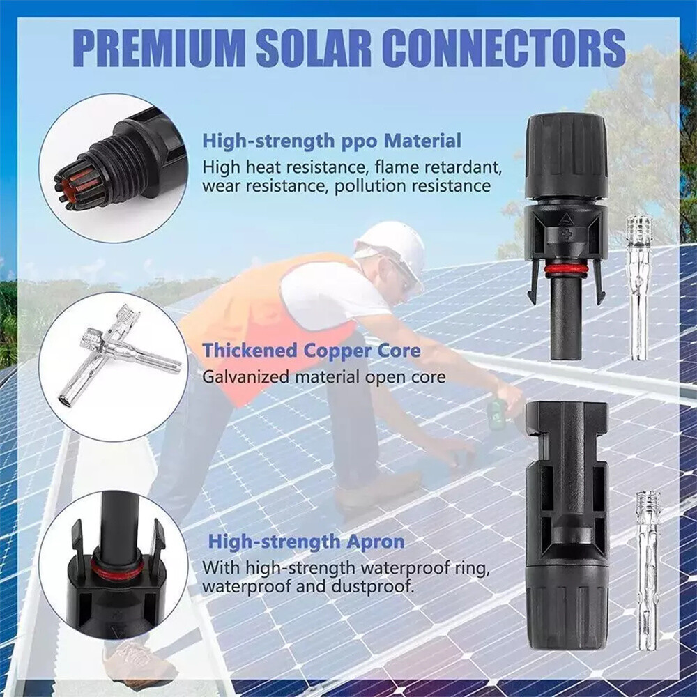 10 Pairs Male Female Wire Cable Connector Set Solar Panel Waterproof Connectors