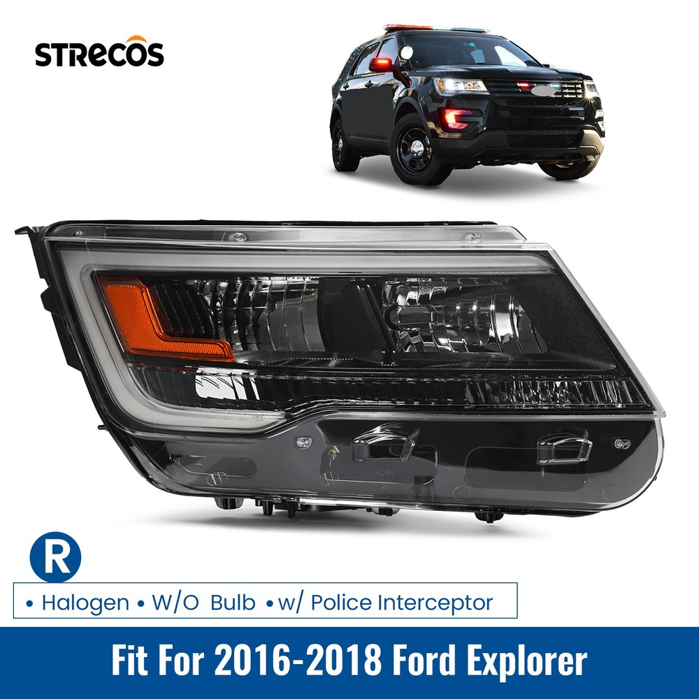 For 2016-2018 Ford Explorer w/ Police Interceptor Halogen Headlight Right Side