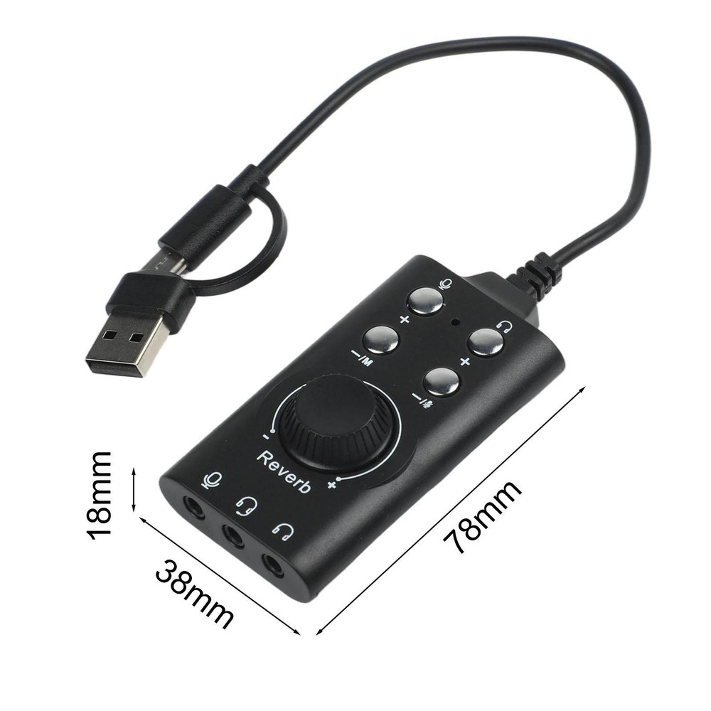 USB USB C Sound Card for PC Laptops Portable Design with Easy Volume Control