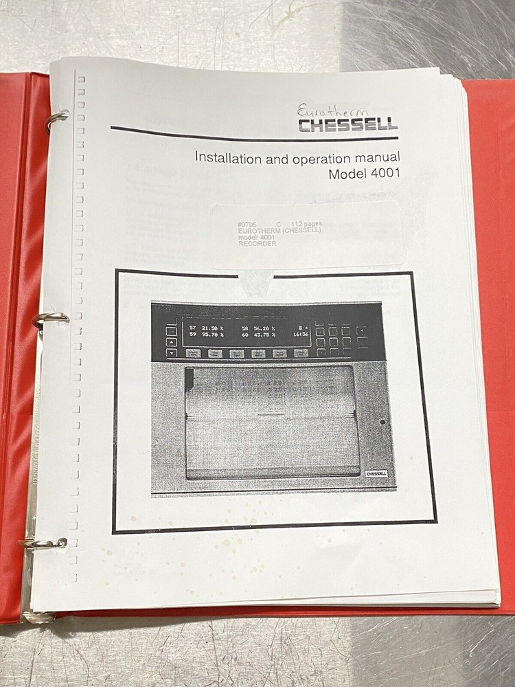 Chessell Eurotherm 4001 Recorder - Users Guide / Instructions Manual