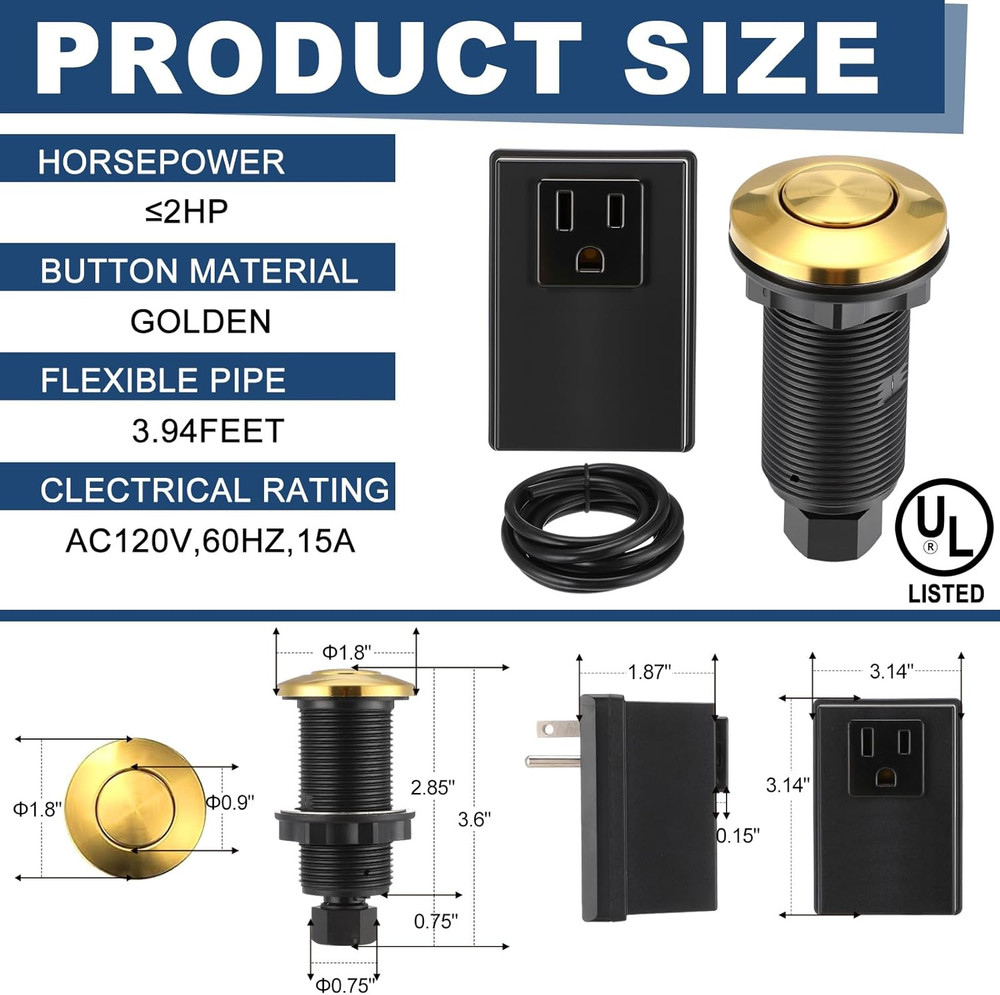 Garbage Disposal Air Switch Kit Wireless Sink Top Garbage Disposal Button Stainl