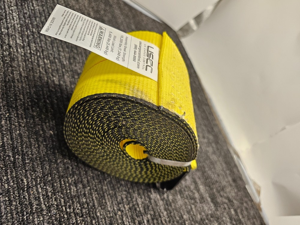 USCC US CARGO CONTROL Strap 5400lbs Limit, break strength 16200lbs Yellow 25FT