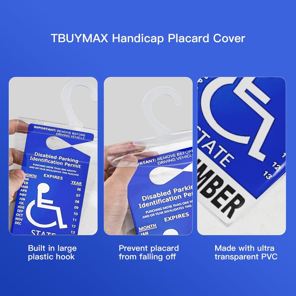 Handicap Placard Holder Clear Parking Permit Display Hanger 2 Pack