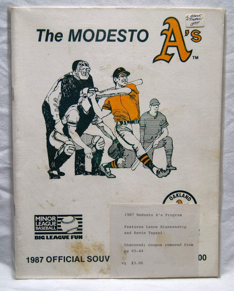 1987 modesto a's official souvenir program coupon removed pp 43-44