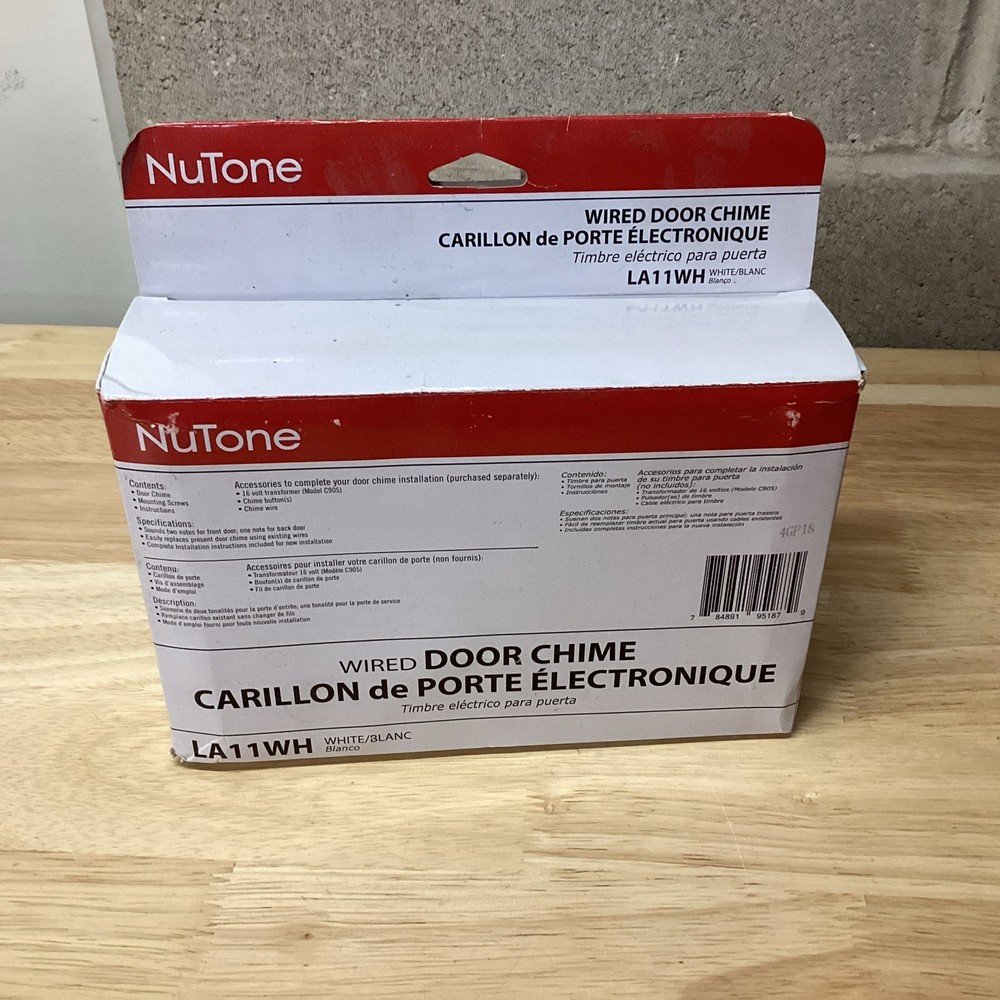 NuTone LA11WH Wired Dome Chime-white