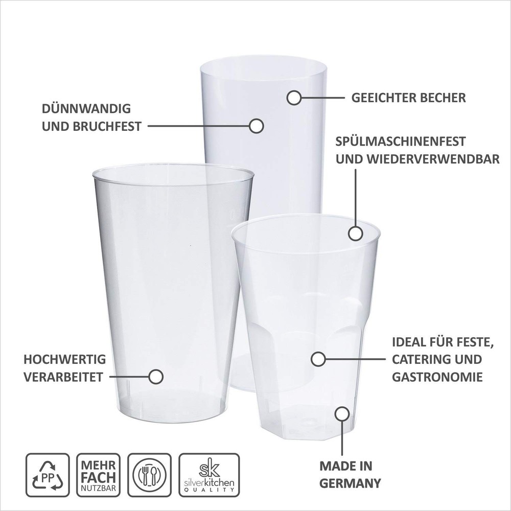 silverkitchen Polypropylene (PP) 250 ml 25 Stück (1er Pack), Transparent