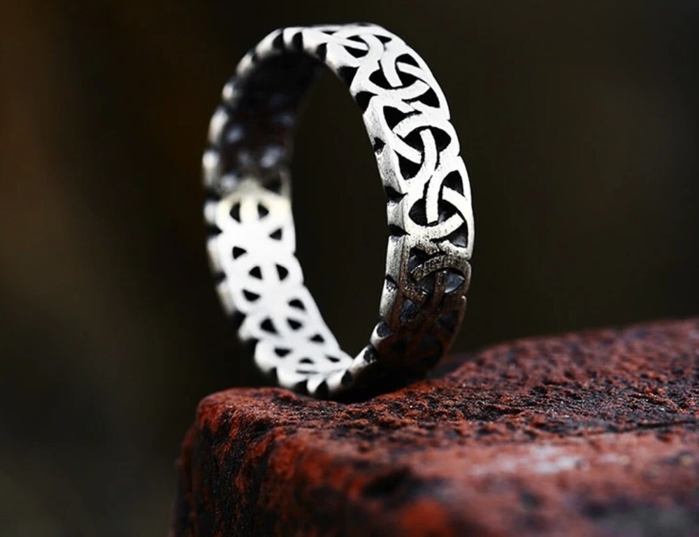 Stainless Steel Celtic  Trinity Knot  Ring 6 mnm width Satin Finish