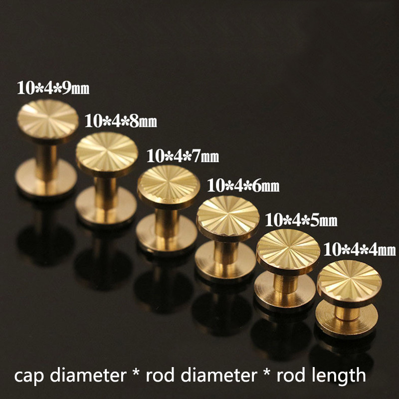 Solid Brass Chicago Screw Nail Leather Rivet Button Stud Binding Book Album 10mm